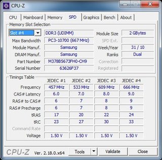 Kit 2x2GB DDR3 1333MHz Samsung