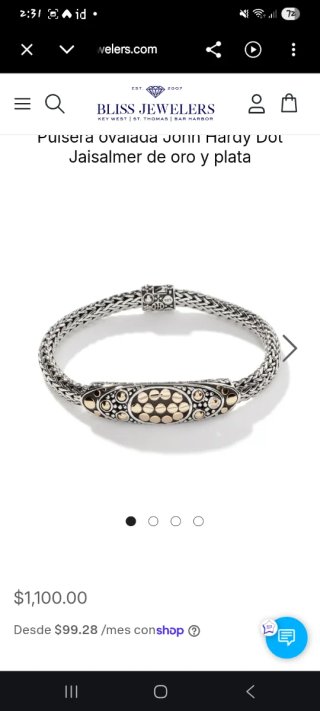 Collar Plata y Oro John Hardy
