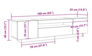 Mueble de TV 160 x 35 x 40 cm Negro Roble Madera