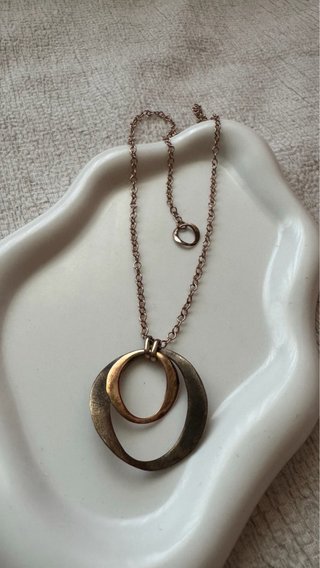 Collana lunga bronzo doppio pendente geometrico