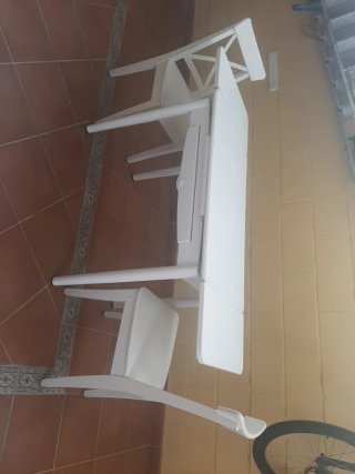 Mesa y 2 Sillas Cocina IKEA Blanca