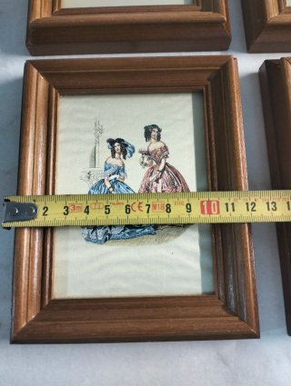 Lotto 4 quadretti vintage stampe dame del 800 stil