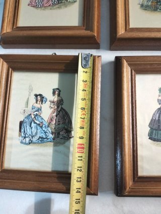 Lotto 4 quadretti vintage stampe dame del 800 stil