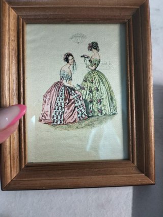 Lotto 4 quadretti vintage stampe dame del 800 stil