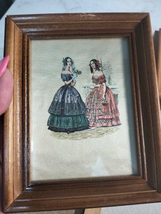 Lotto 4 quadretti vintage stampe dame del 800 stil