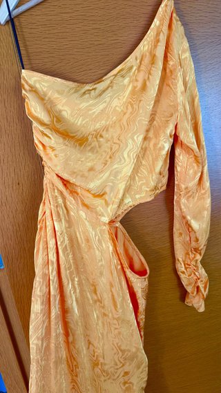 Vestido H&M satinado naranja/dorado