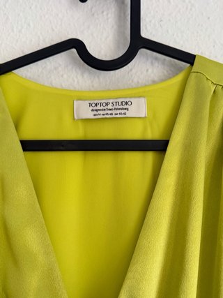 Vestido satinado verde lima Top Shop Studio Talla