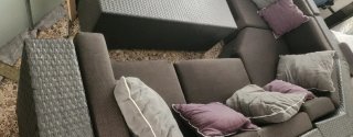 Conjunto Muebles Jardín Ratán Gris