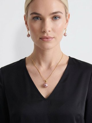 Collar y pendientes perla natural
