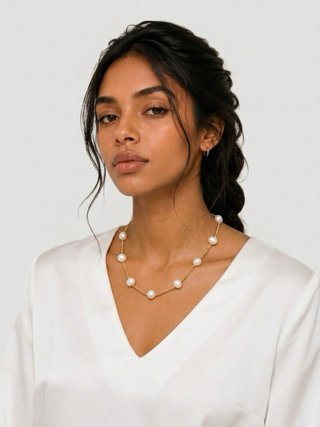 Collar y pendientes perla natural