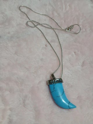 Collar Cuerno Celeste Plata 925