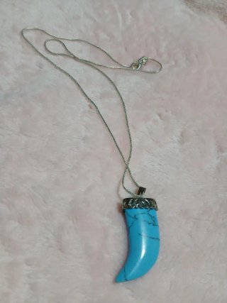 Collar Cuerno Celeste Plata 925
