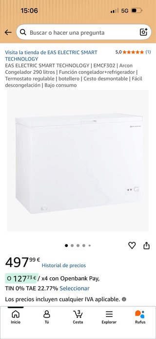 Arcón Congelador EAS Electronic Blanco 200 litros