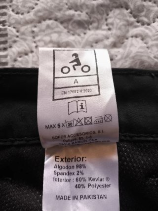 Pantalón Kevlar negro para moto – Talla 32