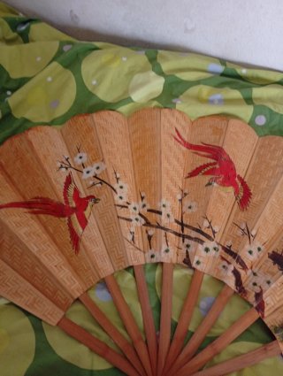 Abanico bambú pintado a mano oriental