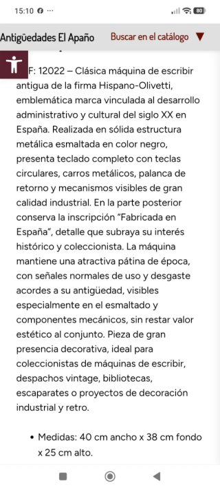 Máquina de escribir Hispano Olivetti M40