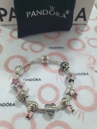 Pulsera Pandora Mujer Plata y Rosa