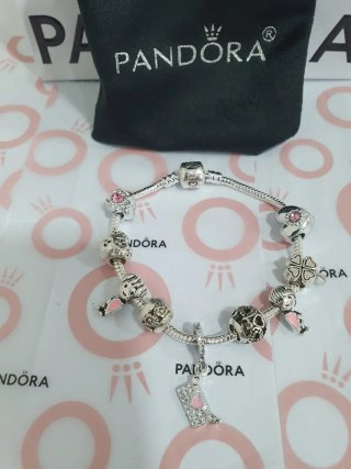 Pulsera Pandora Mujer Plata y Rosa