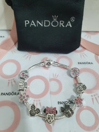 Pulsera Pandora Mujer Plata y Rosa
