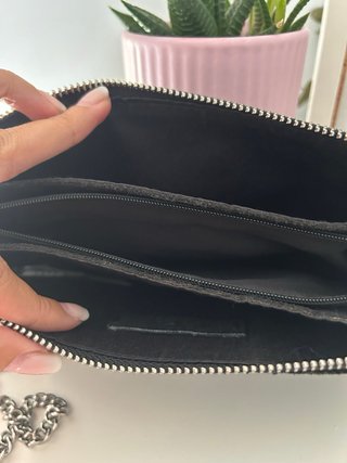 Bolso Negro Zara Tachuelas Cadena Plata