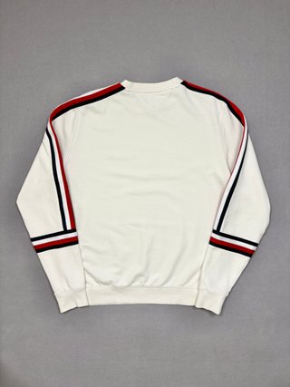 Sudadera Tommy Hilfiger Blanca Rayas Talla L