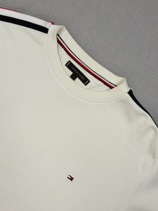 Sudadera Tommy Hilfiger Blanca Rayas Talla L