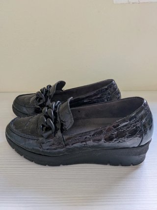 Mocasines Pitillos Mujer Charol Negro