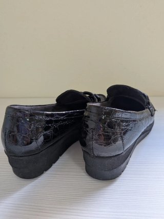Mocasines Pitillos Mujer Charol Negro