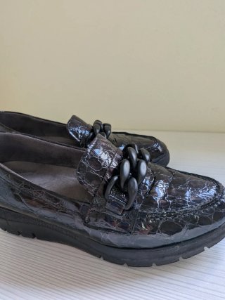 Mocasines Pitillos Mujer Charol Negro