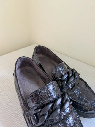 Mocasines Pitillos Mujer Charol Negro