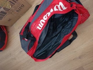 Bolsa de tenis Wilson roja/negra grande
