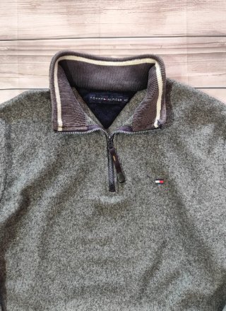 Jersey Tommy Hilfiger 1/4 Zip Hombre Gris Talla M
