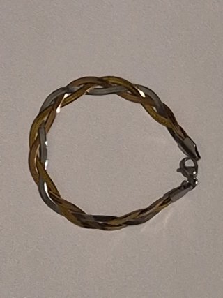Pulsera trenzada tricolor diseño espiga