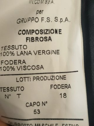 Giubbotto Ferrovie dello Stato Nuovo con cartellin