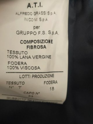 Giubbotto Ferrovie dello Stato Nuovo con cartellin