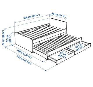 Cama nido blanca con 2 cajones