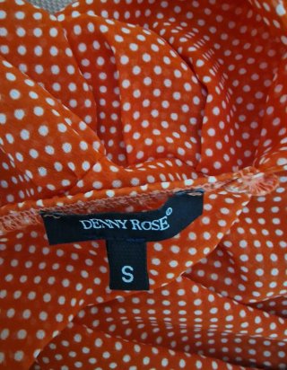 Vestido Denny Rose Lunares Naranja y Azul
