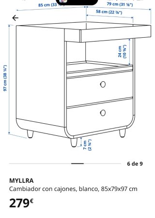 Cambiador Bebé Myllra Ikea 85x79x97