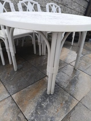 Mesa y 4 Sillas Terraza Jardín Blancas