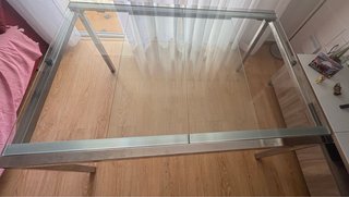 Mesa comedor extensible cristal y metal
