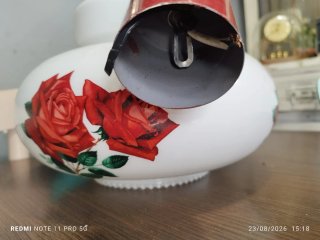 LAMPARA FRANCESA CRISTAL OPALINO VINTAGE