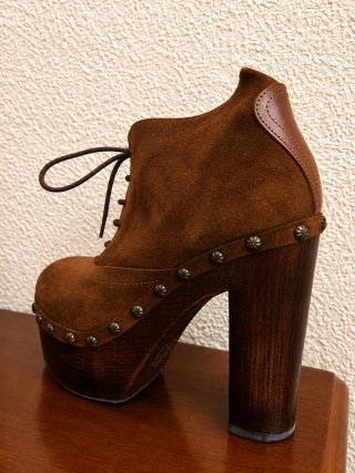 Botines de tacón con plataforma y cordones