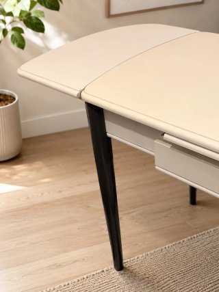 Mesa extensible blanca 100-160 cm con cajón