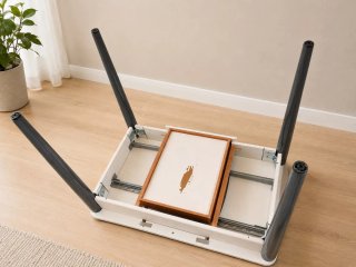 Mesa extensible blanca 100-160 cm con cajón
