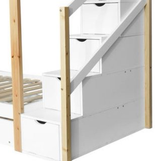 Litera con cama nido blanca y madera