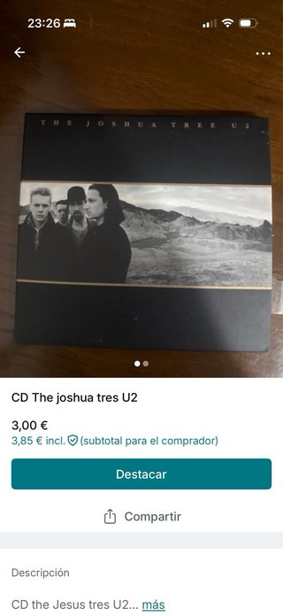 Lote 2 CDs U2 The Joshua Tree Edición Especial