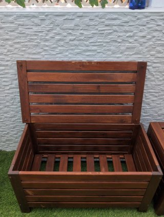 2 baúles / bancos de madera Ikea Applaro
