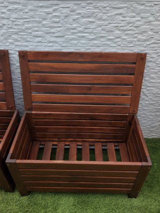 2 baúles / bancos de madera Ikea Applaro