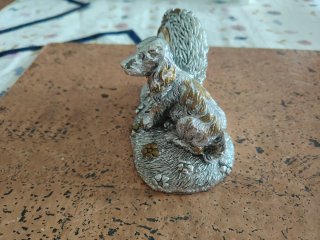 Reloj de mesa perro italiano plata