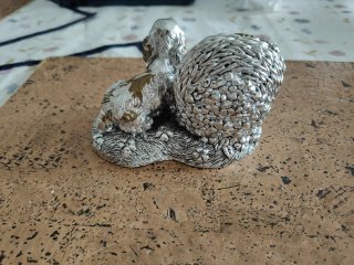 Reloj de mesa perro italiano plata